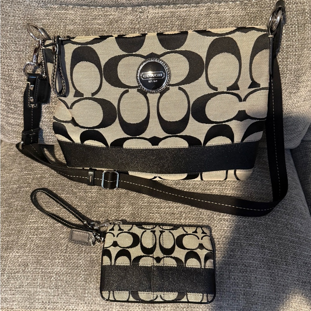 Coach Black and Gray Crossbody Bag Set.